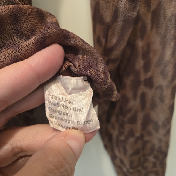 Vintage Blouse M Leopard Printed Brown Collared Animal Neutral Button Down Shirt - Picture 8 of 11